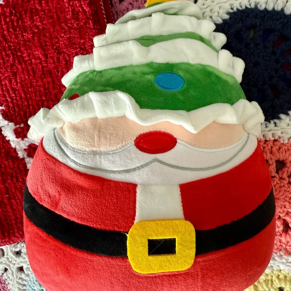 Red Merry Christmas Bath Rug bundle with Santa Plushie - Picture 3 of 3